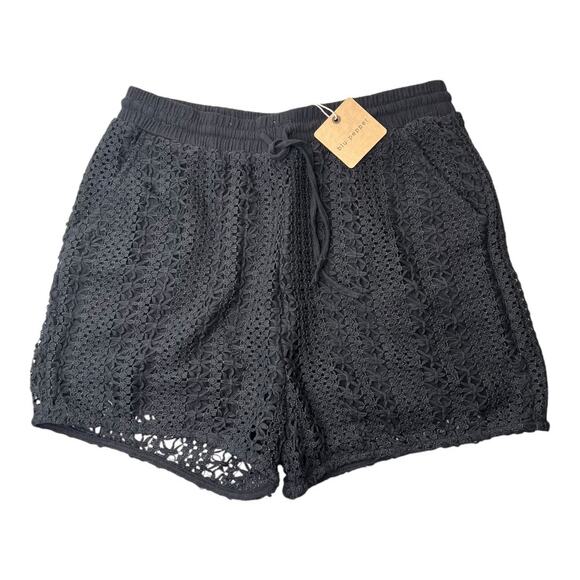 Blu Pepper 2-pc set outfit button shirt & shorts medium black crochet lace NWT - Picture 8 of 9
